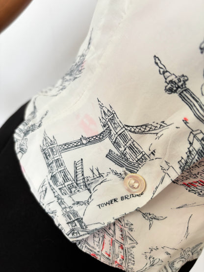 Vintage Tourist Scarf 1940s Style Blouse | M