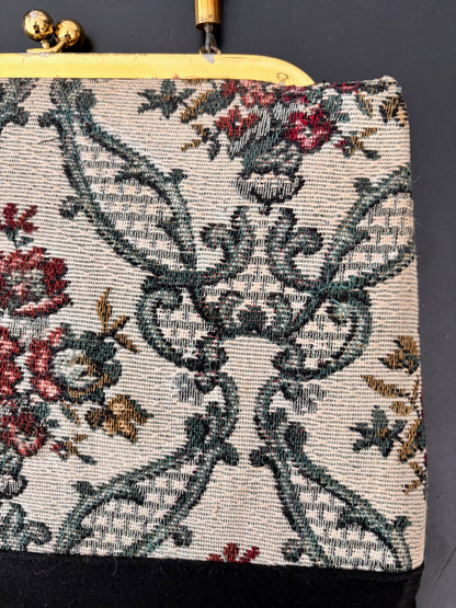 1950s Floral Tapestry Handbag F.L. Fifth Ave New York