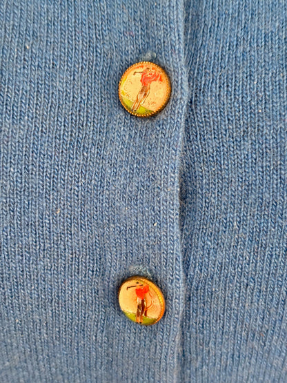 S | 1950s Ruth Chagnon Novelty Golf Cashmere Cardigan