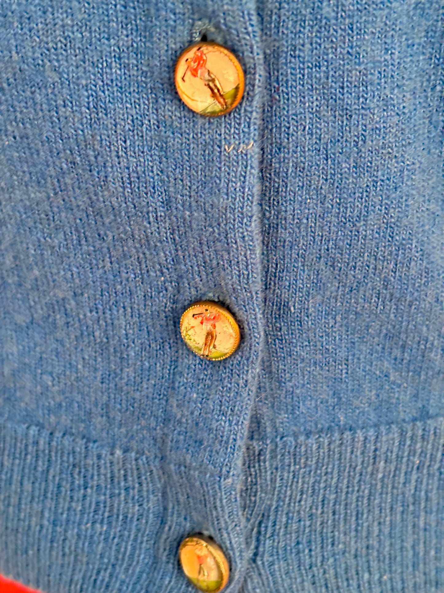 S | 1950s Ruth Chagnon Novelty Golf Cashmere Cardigan