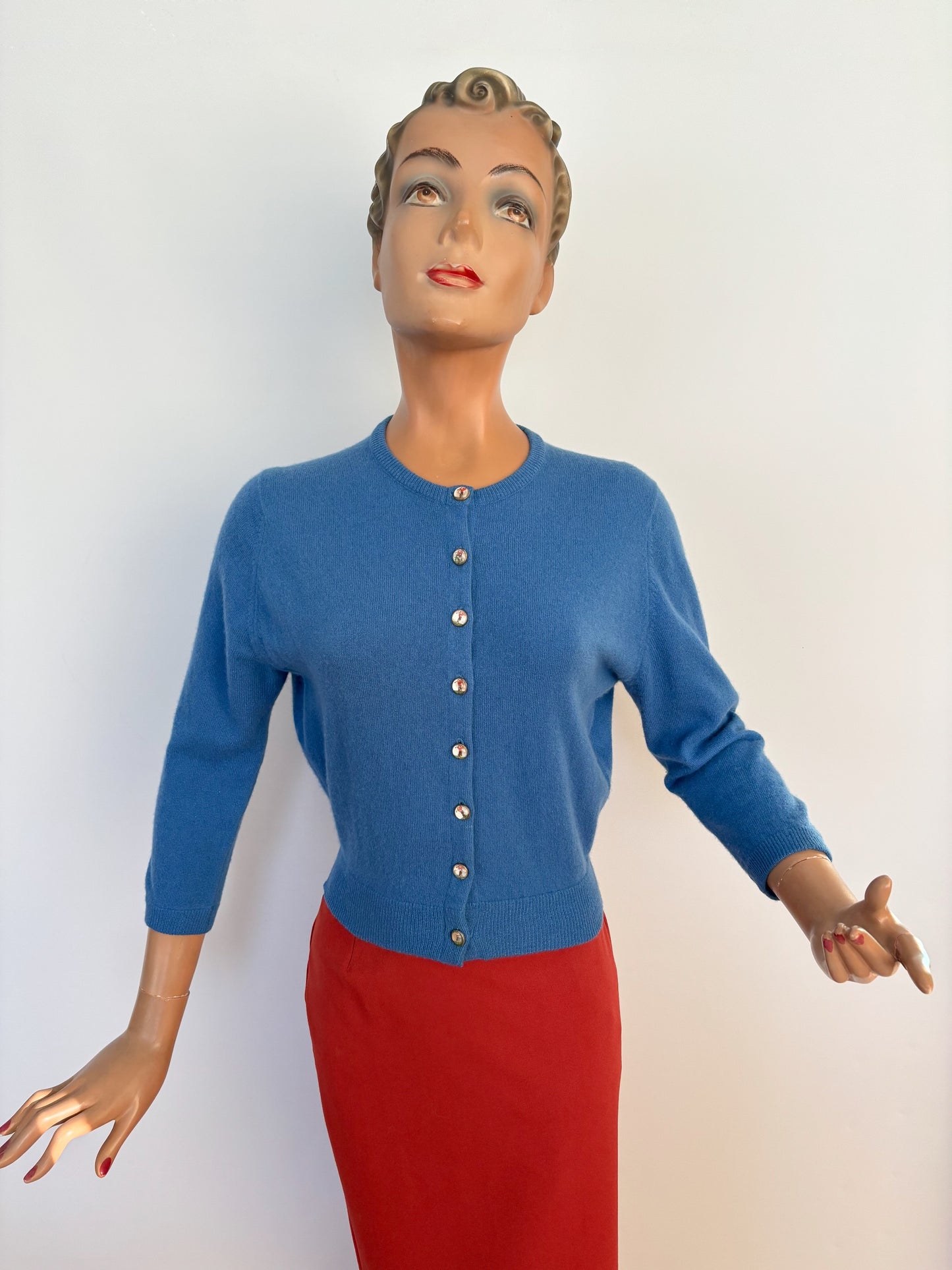 S | 1950s Ruth Chagnon Novelty Golf Cashmere Cardigan