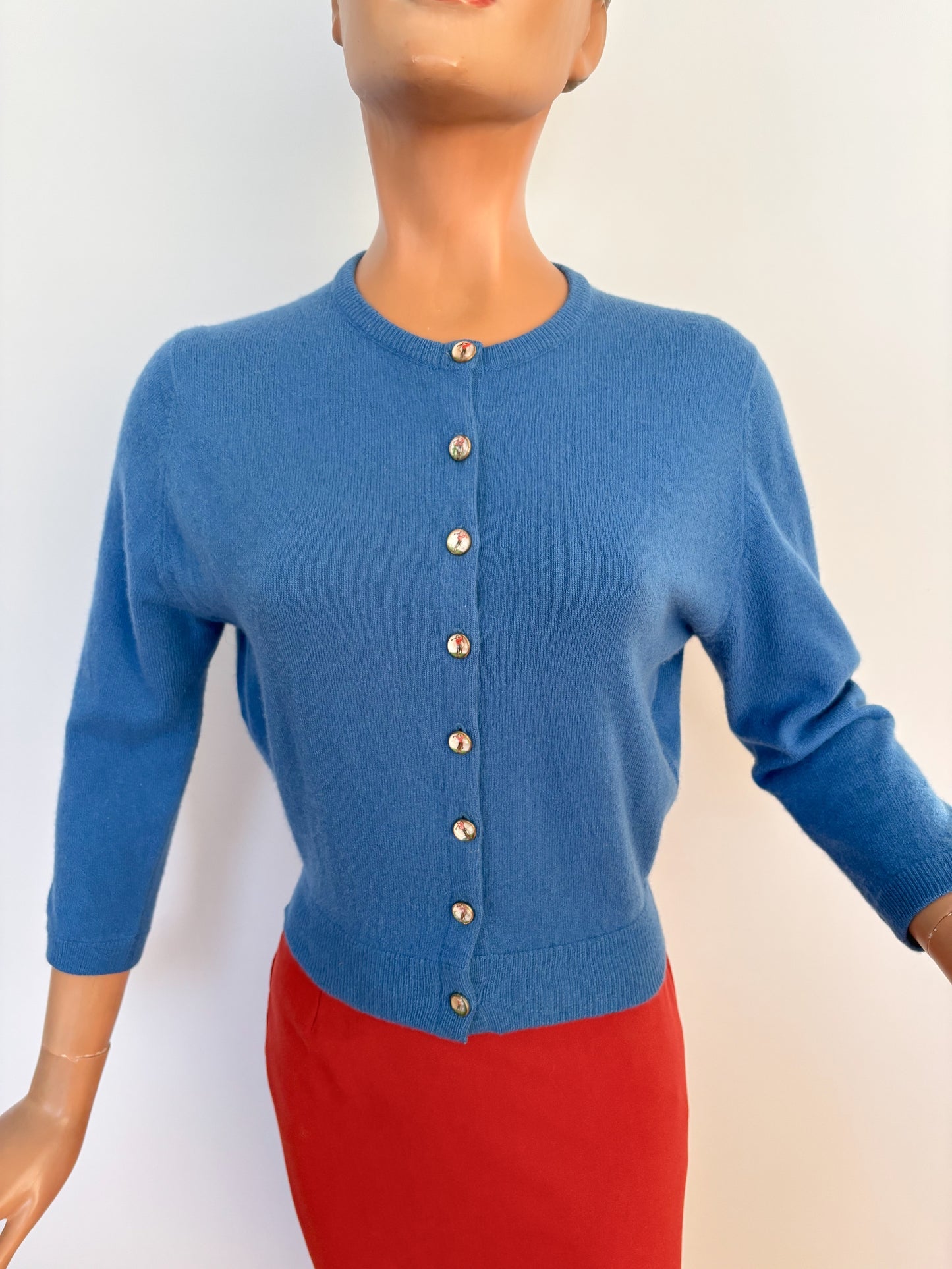 S | 1950s Ruth Chagnon Novelty Golf Cashmere Cardigan