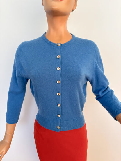 S | 1950s Ruth Chagnon Novelty Golf Cashmere Cardigan