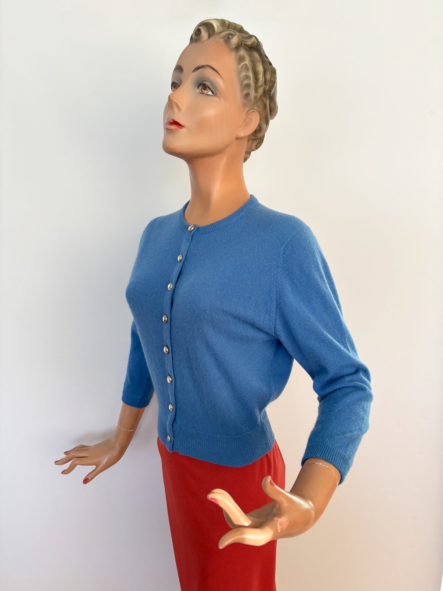 S | 1950s Ruth Chagnon Novelty Golf Cashmere Cardigan