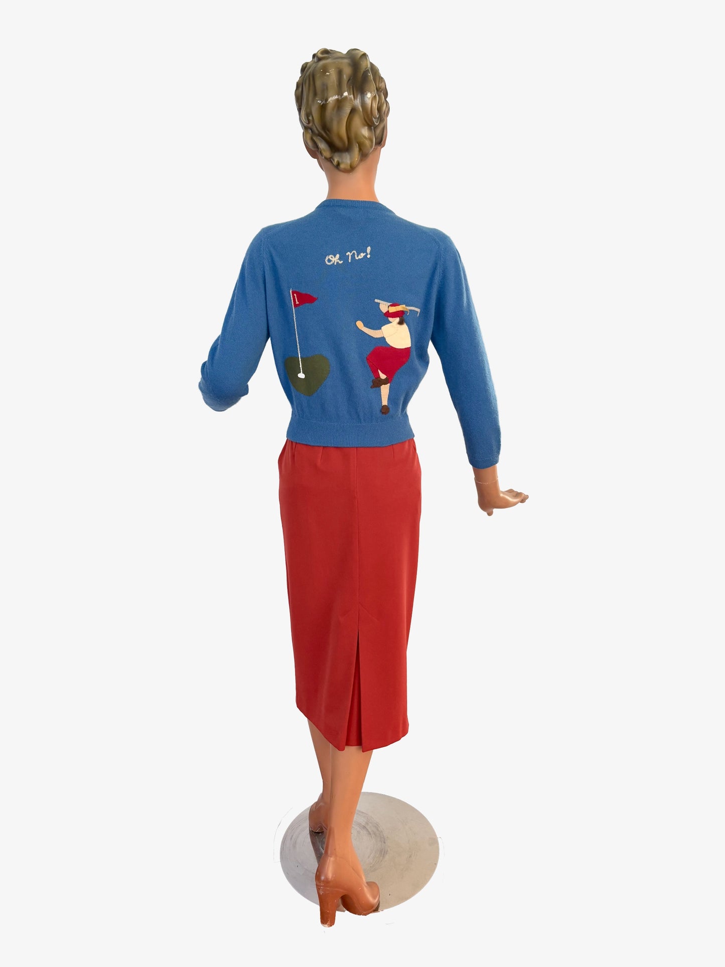 S | 1950s Ruth Chagnon Novelty Golf Cashmere Cardigan