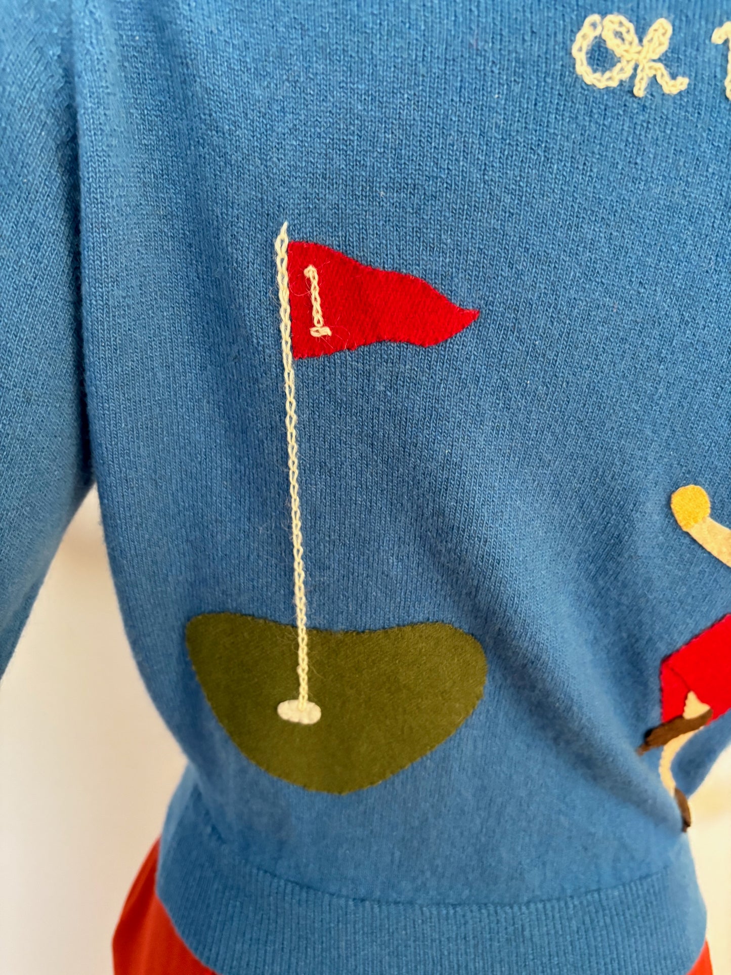 S | 1950s Ruth Chagnon Novelty Golf Cashmere Cardigan