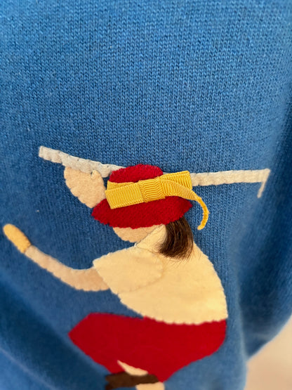 S | 1950s Ruth Chagnon Novelty Golf Cashmere Cardigan