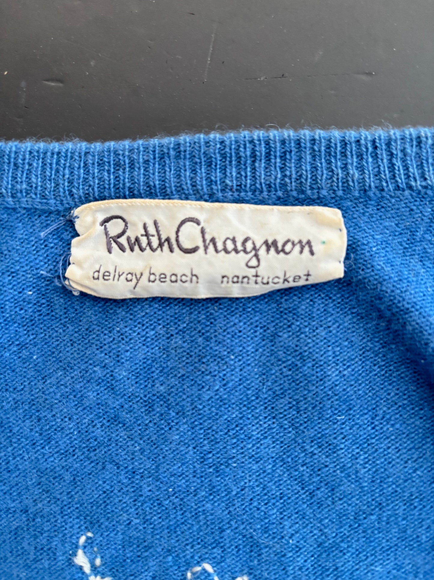 S | 1950s Ruth Chagnon Novelty Golf Cashmere Cardigan