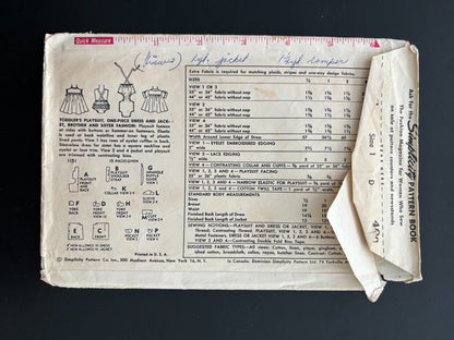 1950s Simplicity 1151 Toddler's Playsuit, One-Piece Dress and Jacket - Size 1