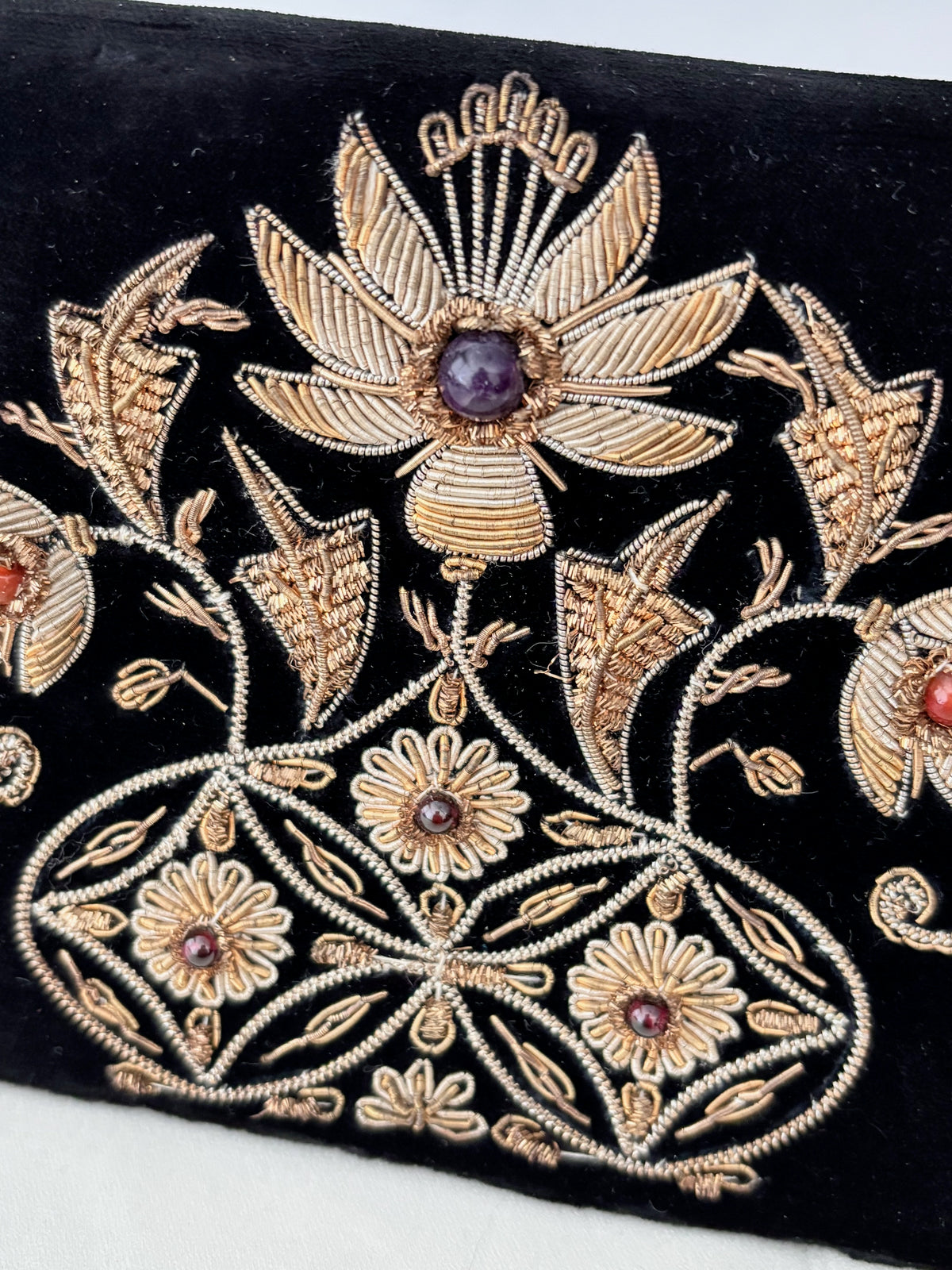 1950s/60s Black Velvet Goldwork Embroidered Clutch
