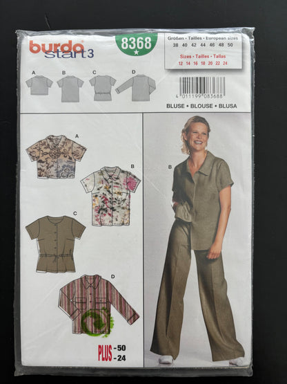 Burda 8368 Sewing Pattern Plus Size Women's Blouse - Size 12-24