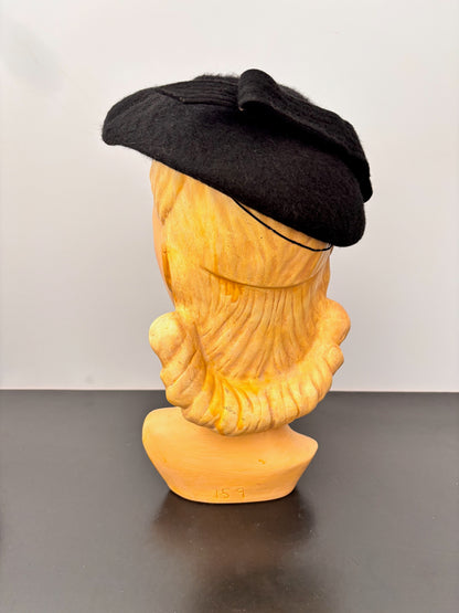 1930s/40s Black Felt Hat Chapeau de K&S Paris