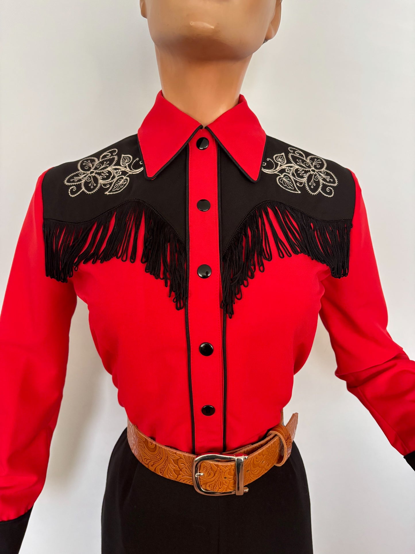 June 1940s Western Blouse Red - Made to Order