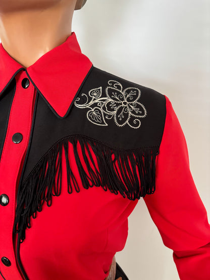 June 1940s Western Blouse Red - Made to Order