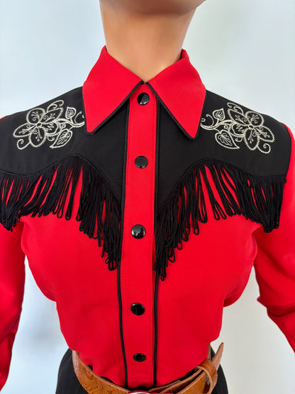 June 1940s Western Blouse Red - Made to Order