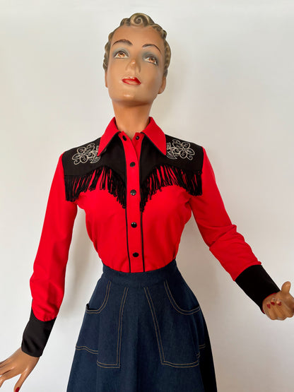 June 1940s Western Blouse Red - Made to Order