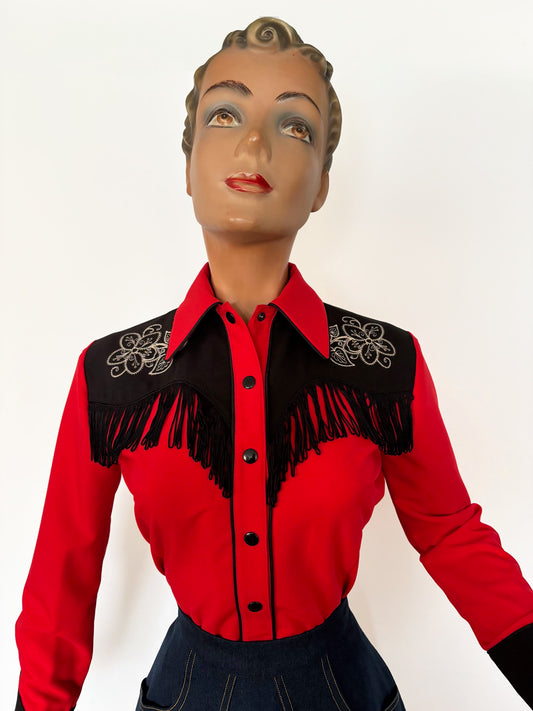 June 1940s Western Blouse Red - Made to Order