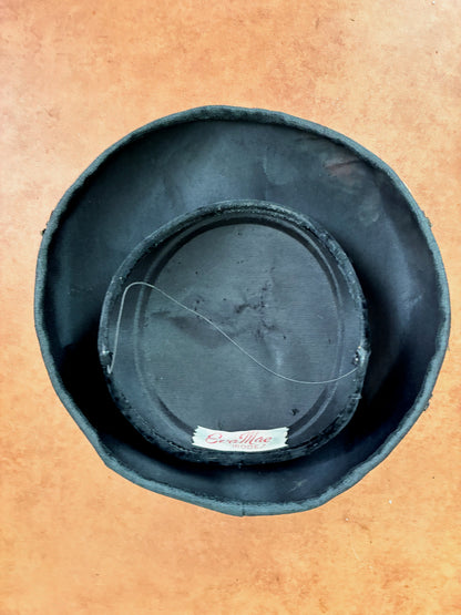 1950s Black Linen Wide Brim Hat Eva Mae Modes