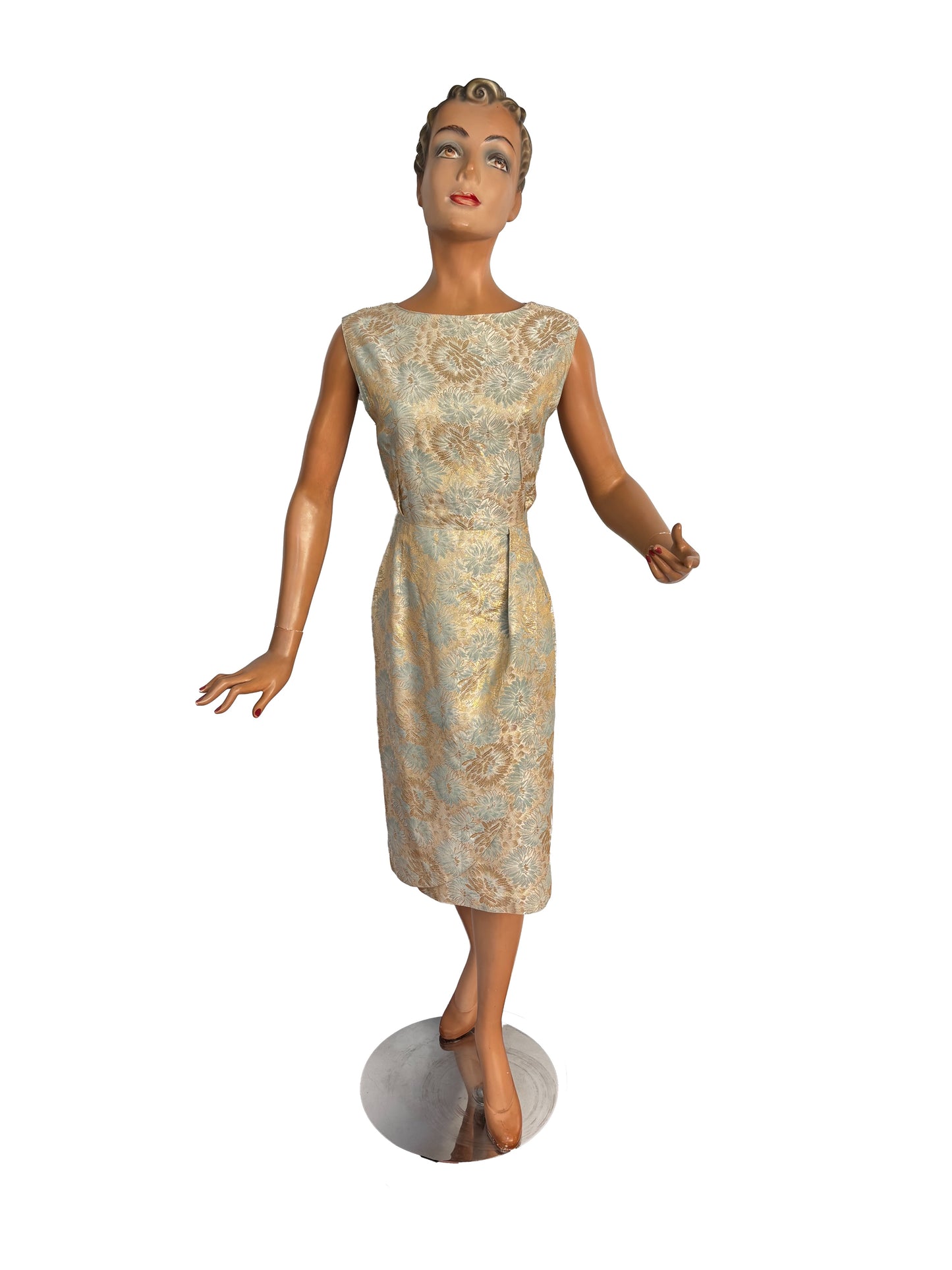 1950s/60 Gold Brocade Sarong Dress | XS