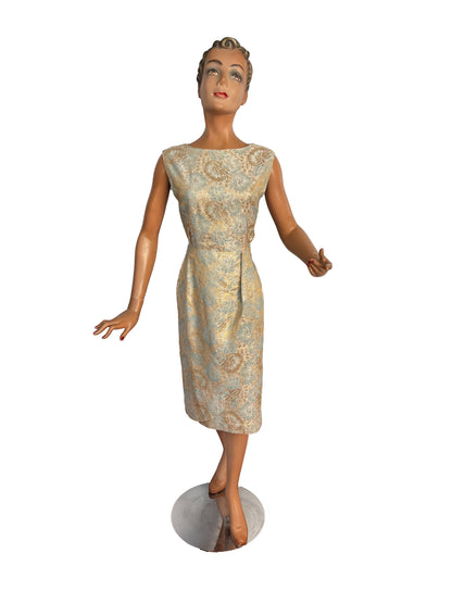 1950s/60 Gold Brocade Sarong Dress | XS