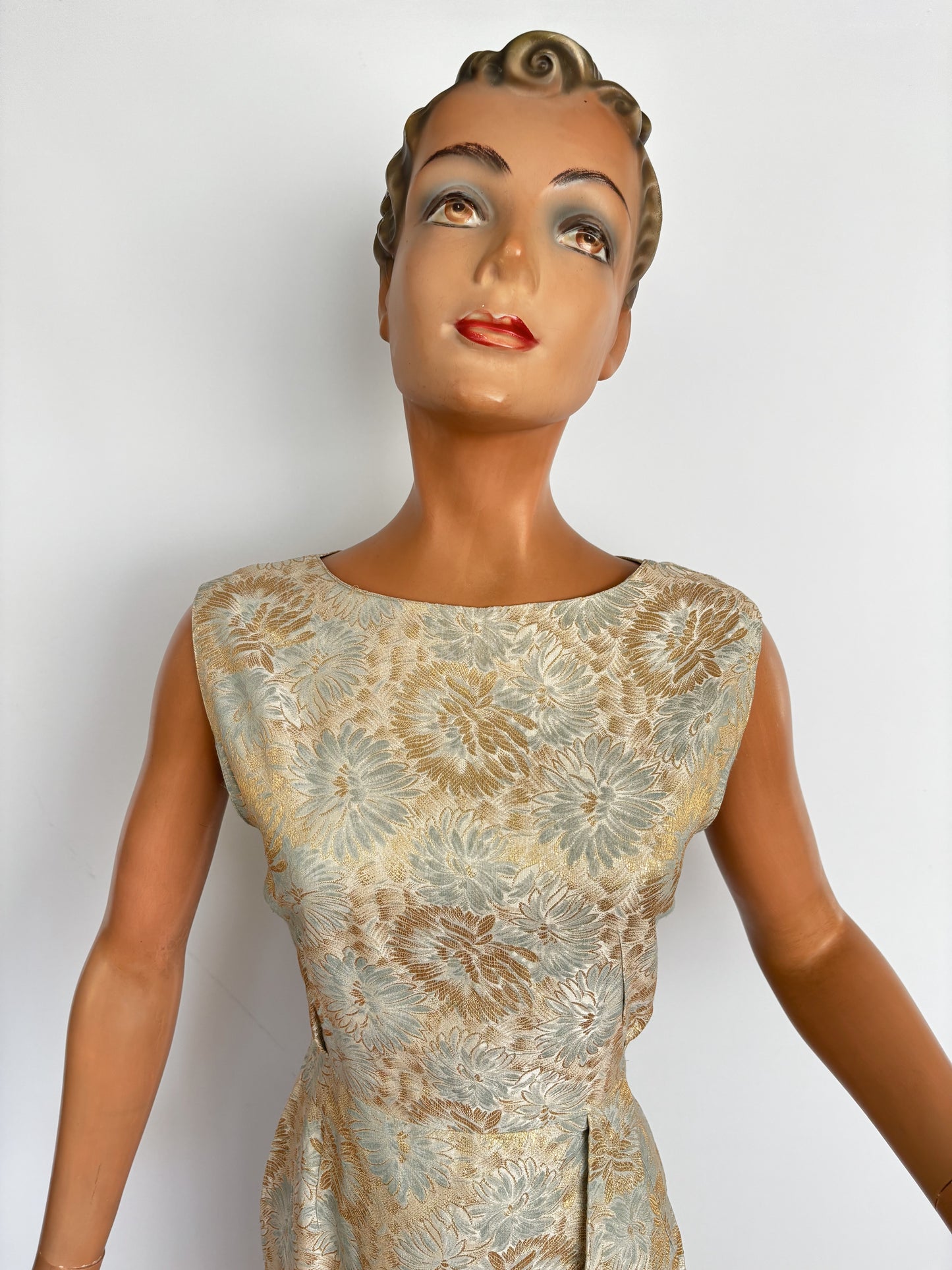 1950s/60 Gold Brocade Sarong Dress | XS