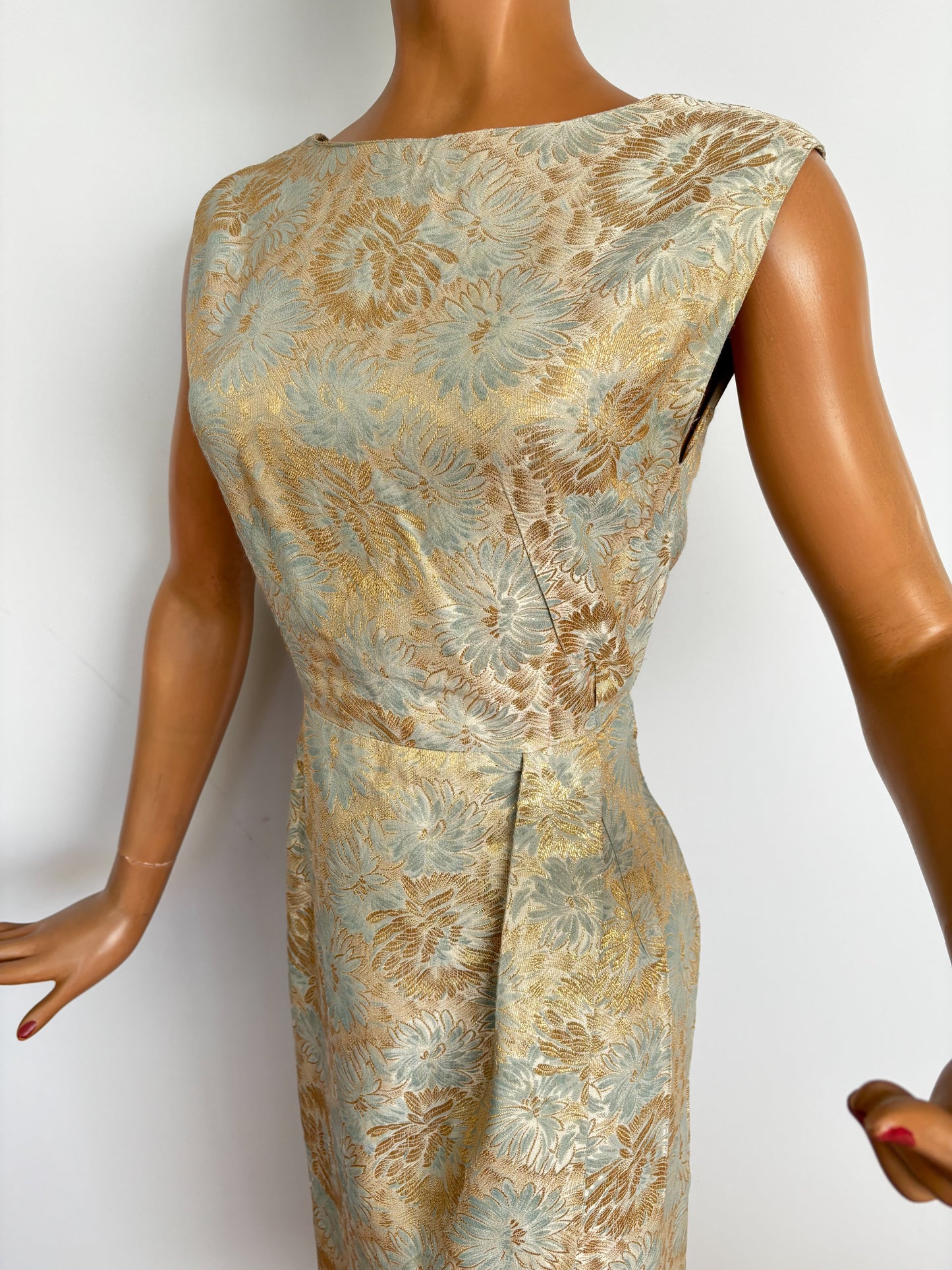1950s/60 Gold Brocade Sarong Dress | XS