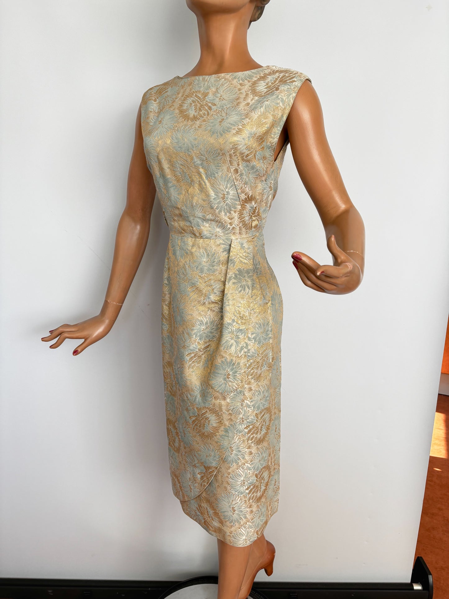 1950s/60 Gold Brocade Sarong Dress | XS