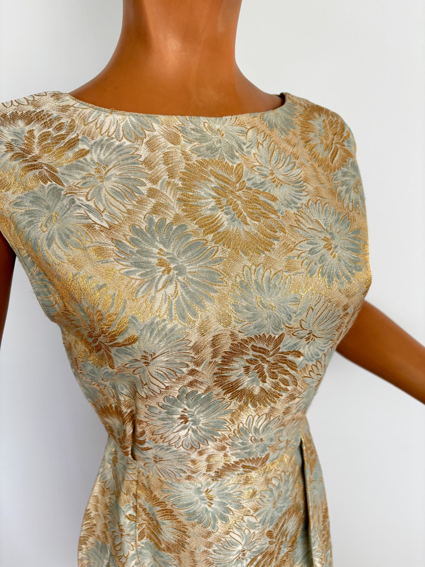 1950s/60 Gold Brocade Sarong Dress | XS
