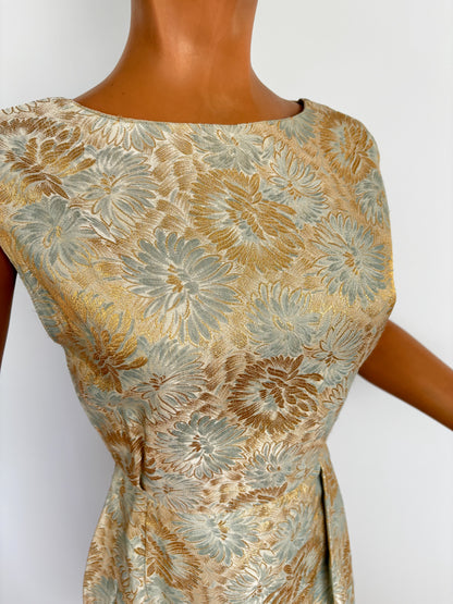 1950s/60 Gold Brocade Sarong Dress | XS