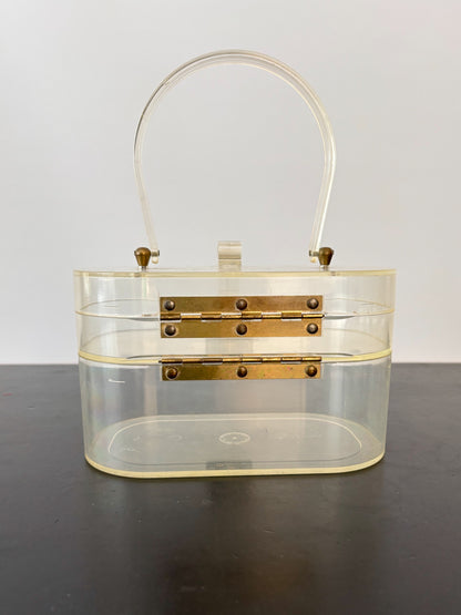 1950s Ascot Clear Lucite Two-Tiered Handbag