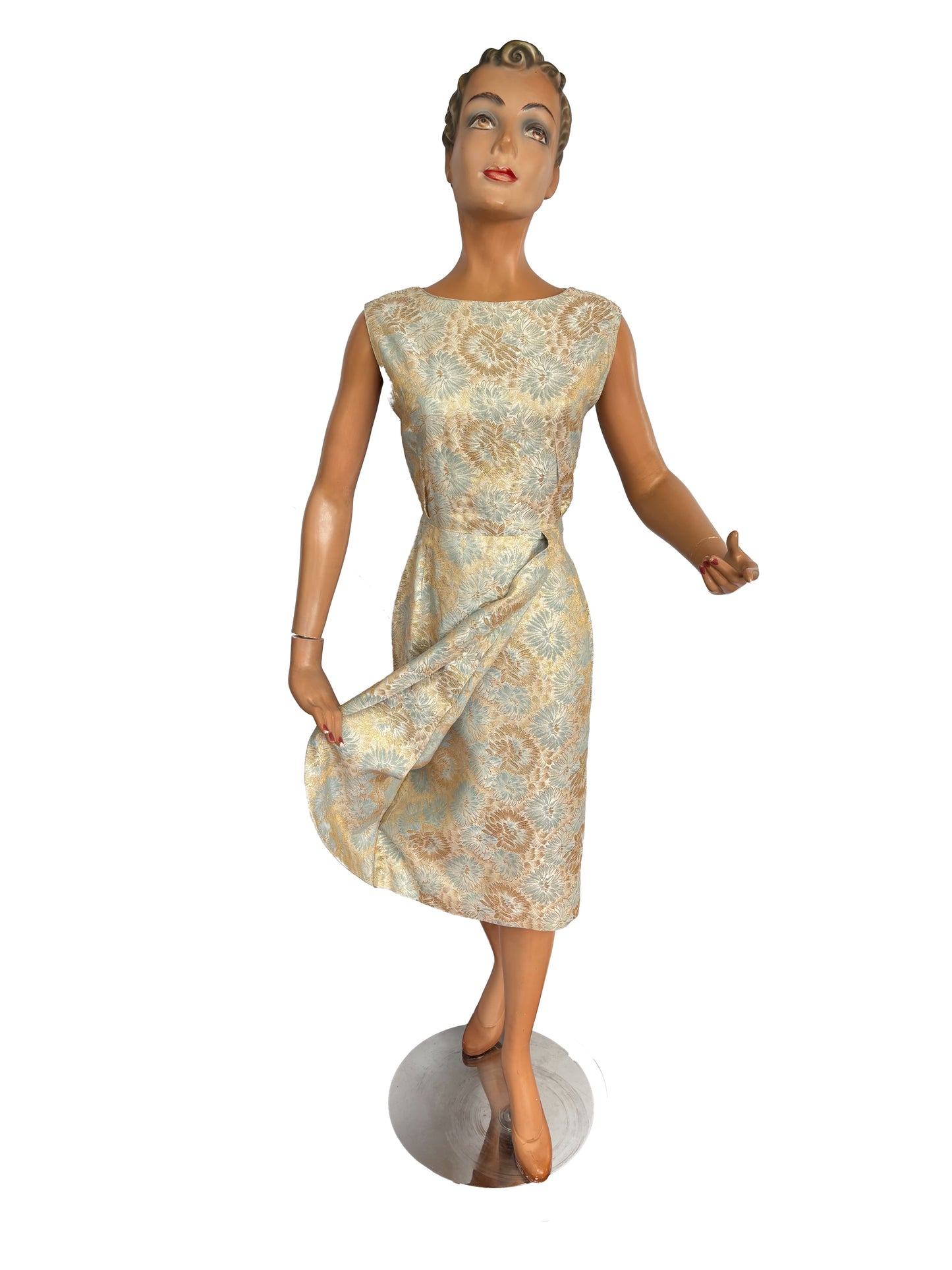 1950s/60 Gold Brocade Sarong Dress | XS