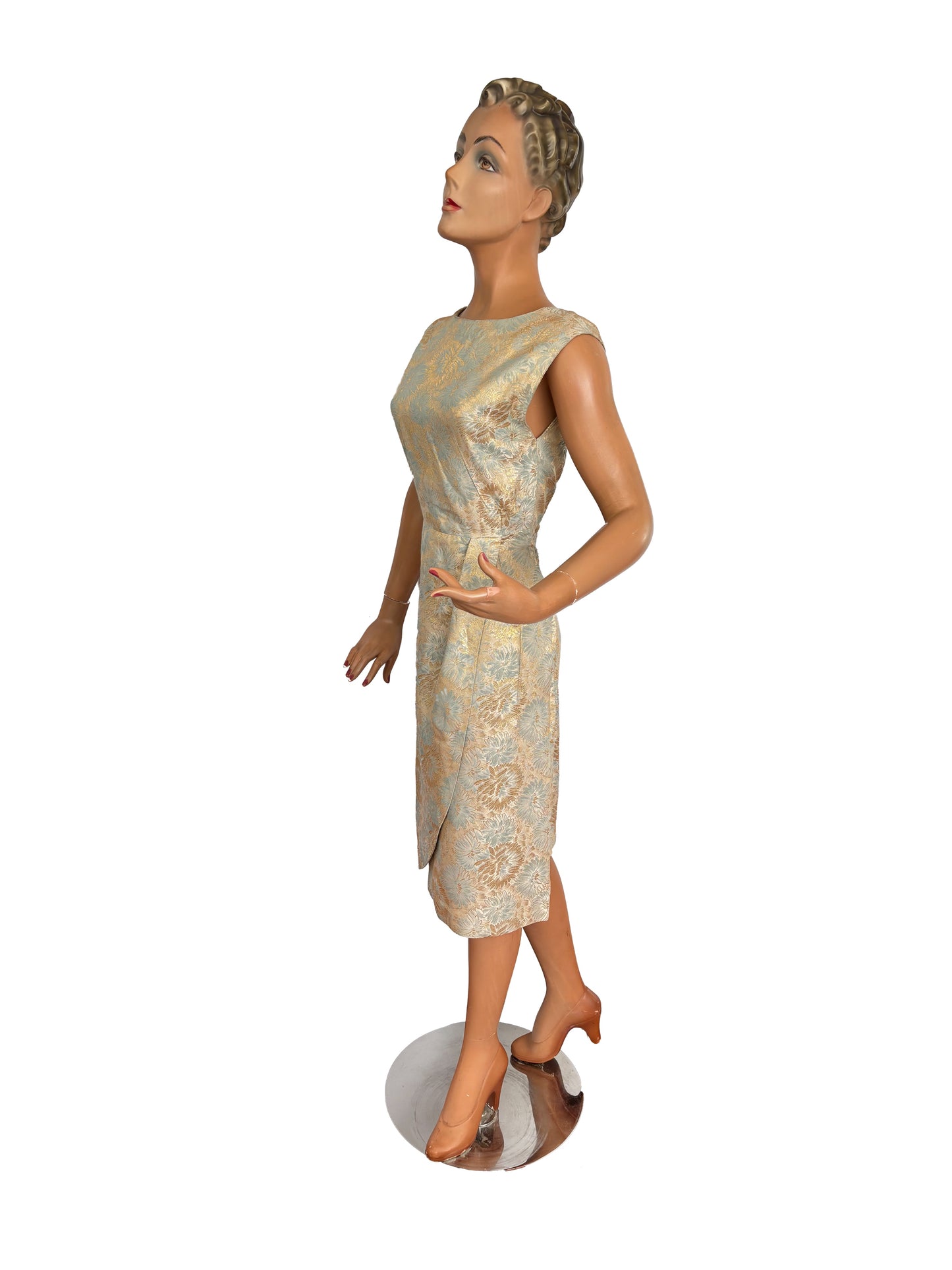 1950s/60 Gold Brocade Sarong Dress | XS