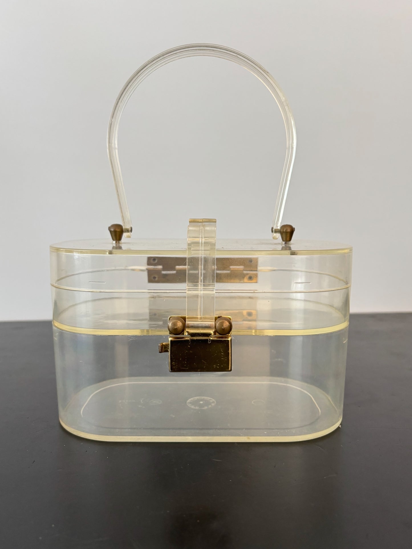 1950s Ascot Clear Lucite Two-Tiered Handbag