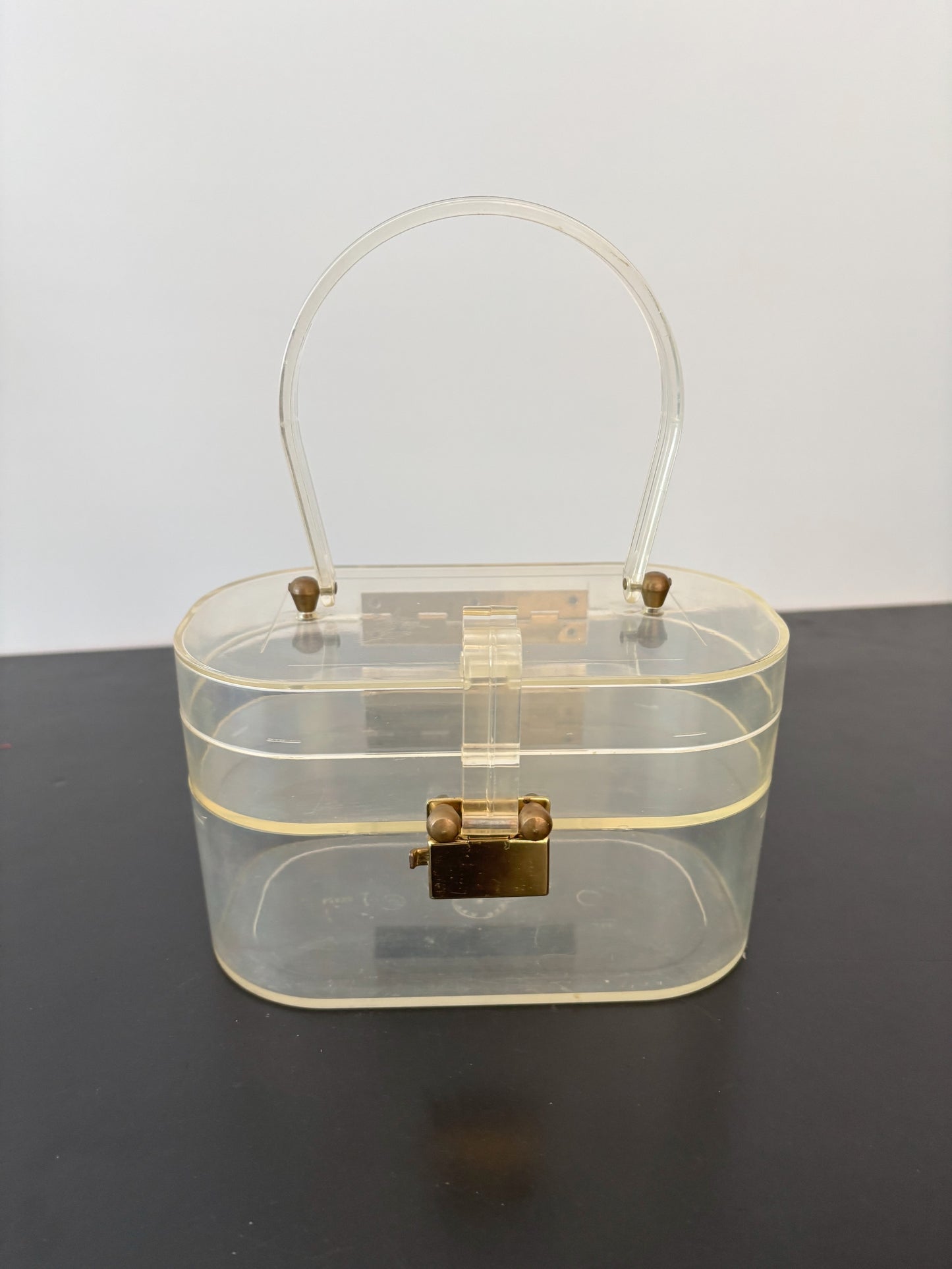 1950s Ascot Clear Lucite Two-Tiered Handbag