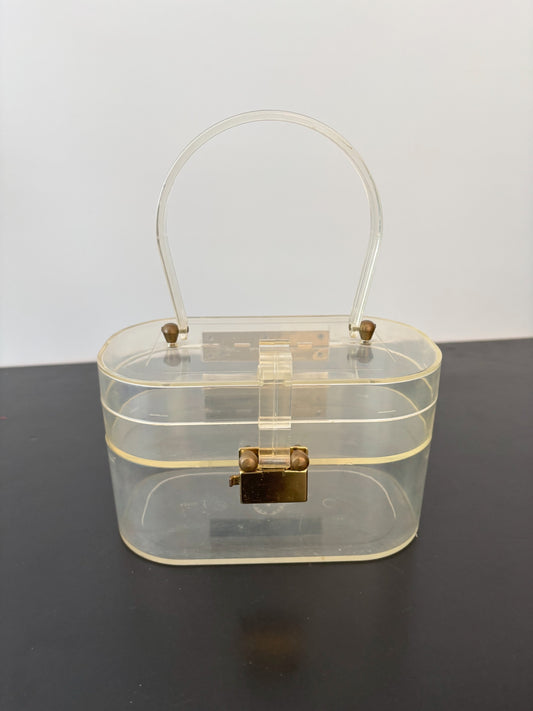 1950s Ascot Clear Lucite Two-Tiered Handbag