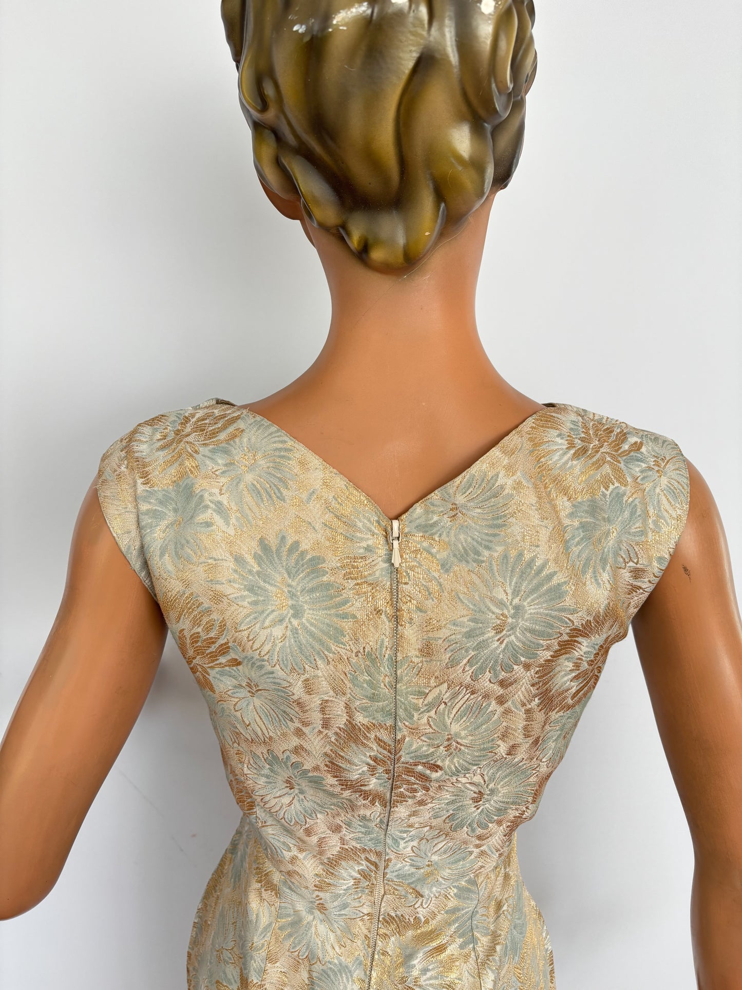 1950s/60 Gold Brocade Sarong Dress | XS