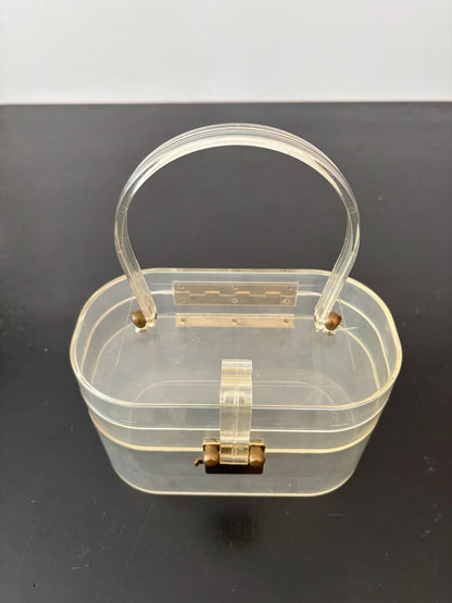 1950s Ascot Clear Lucite Two-Tiered Handbag