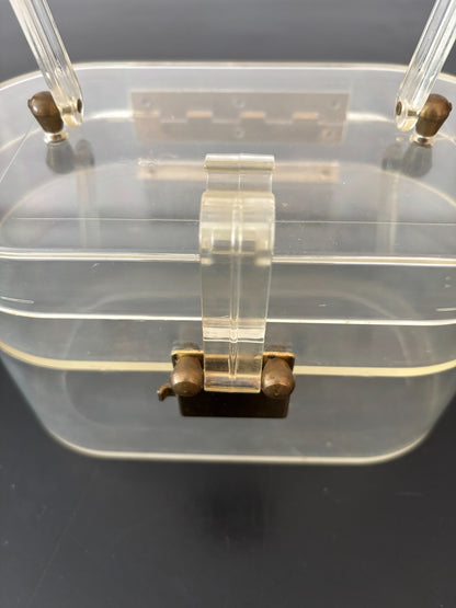 1950s Ascot Clear Lucite Two-Tiered Handbag