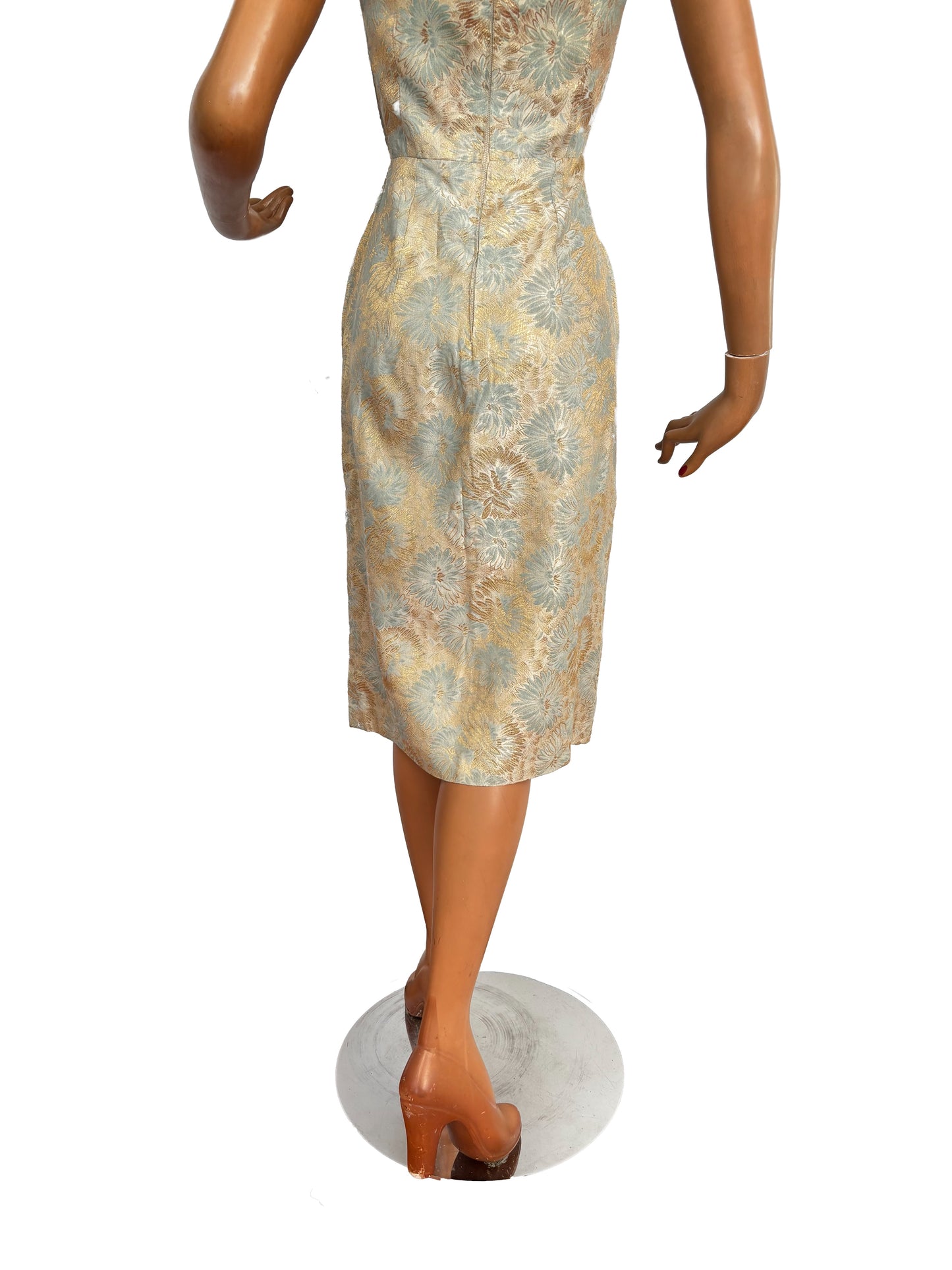 1950s/60 Gold Brocade Sarong Dress | XS