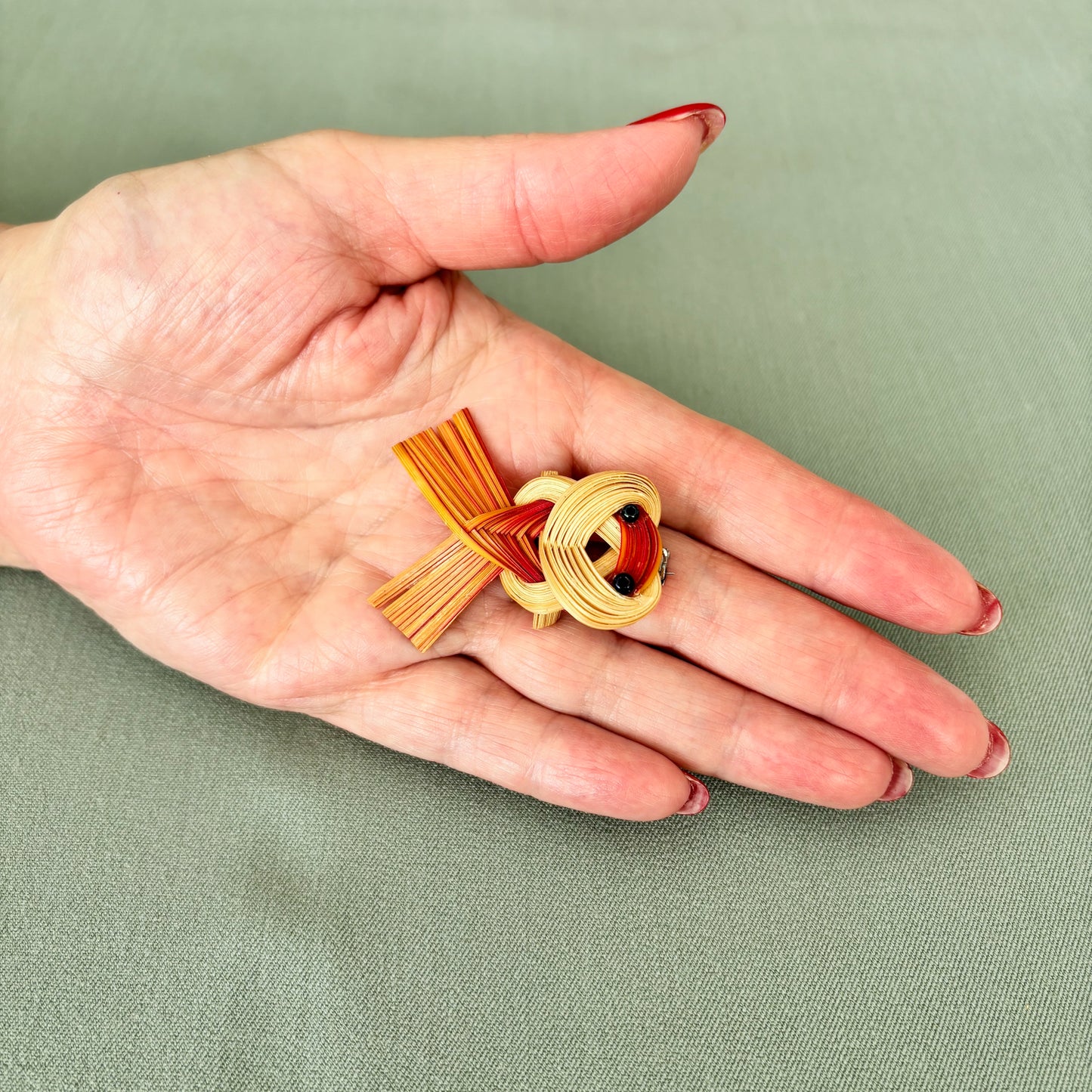 Vintage Twisted Bamboo Fish Brooch