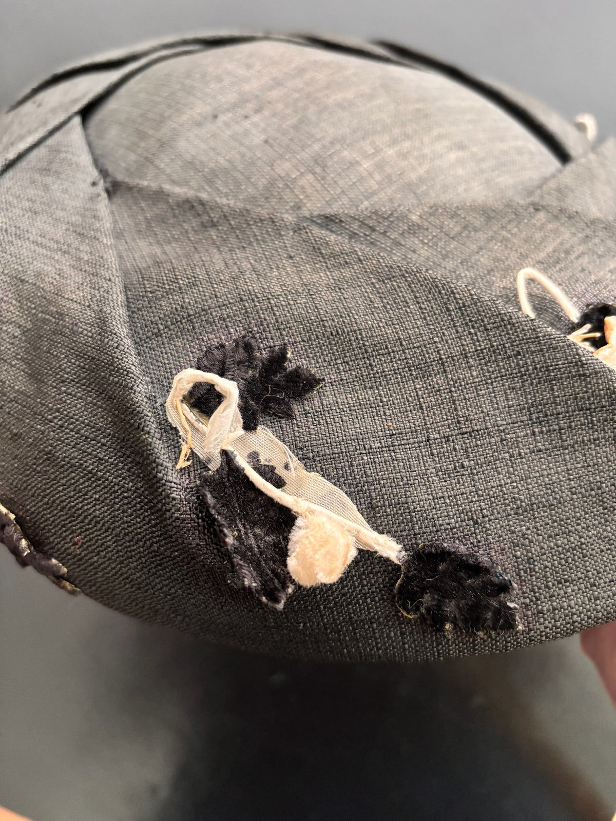 1950s Black Linen Wide Brim Hat Eva Mae Modes
