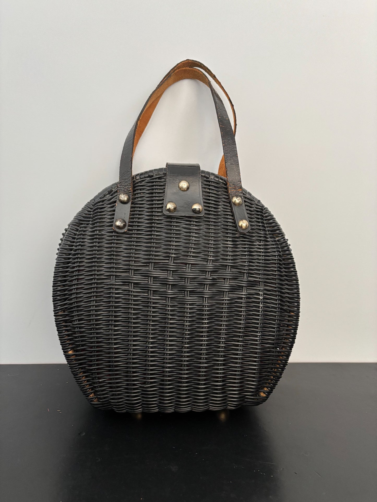 1950s/1960s Black Wicker Handbag
