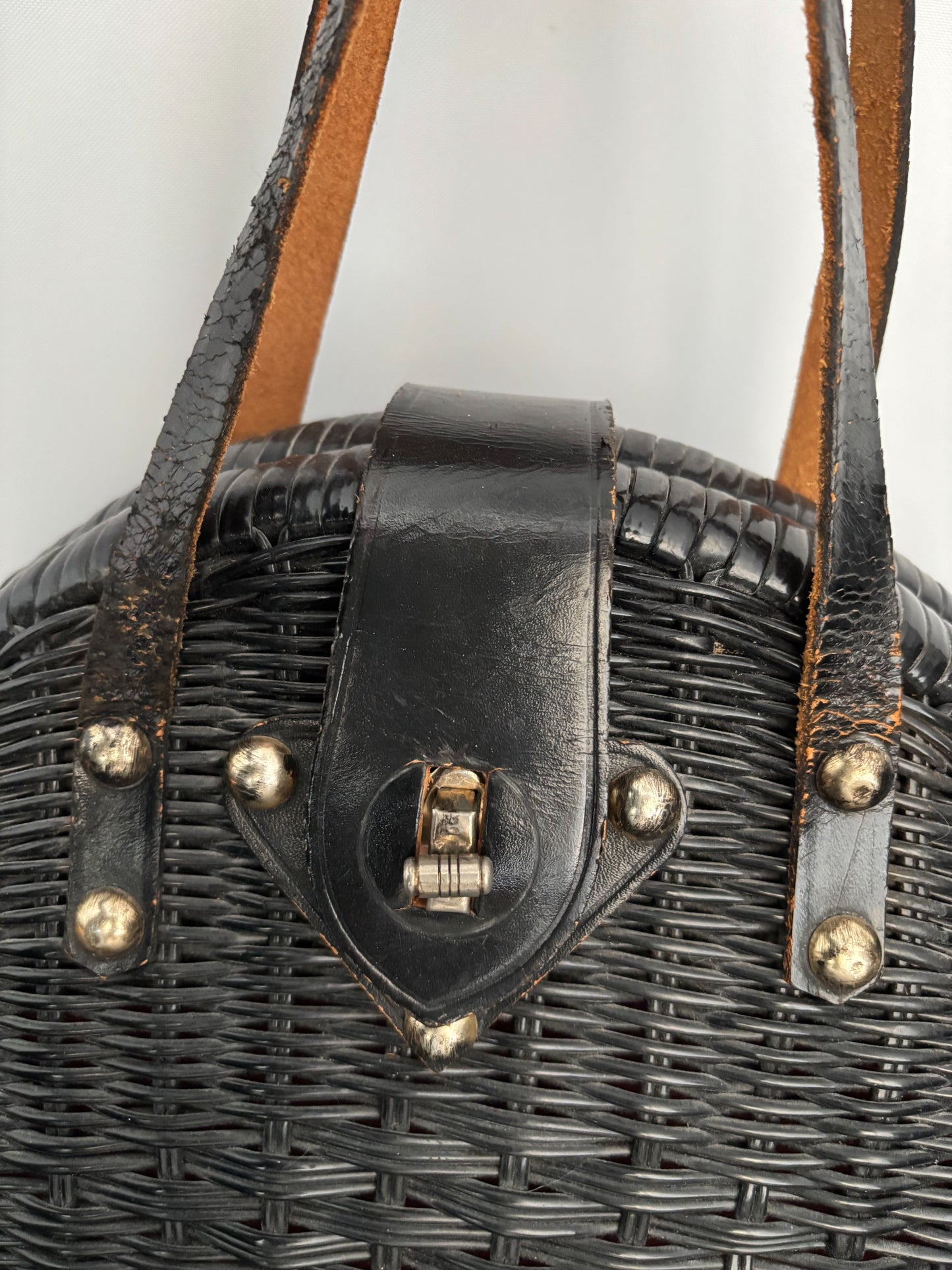 1950s/1960s Black Wicker Handbag