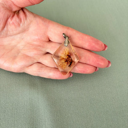 Vintage Perspex Dried Flower Pendant