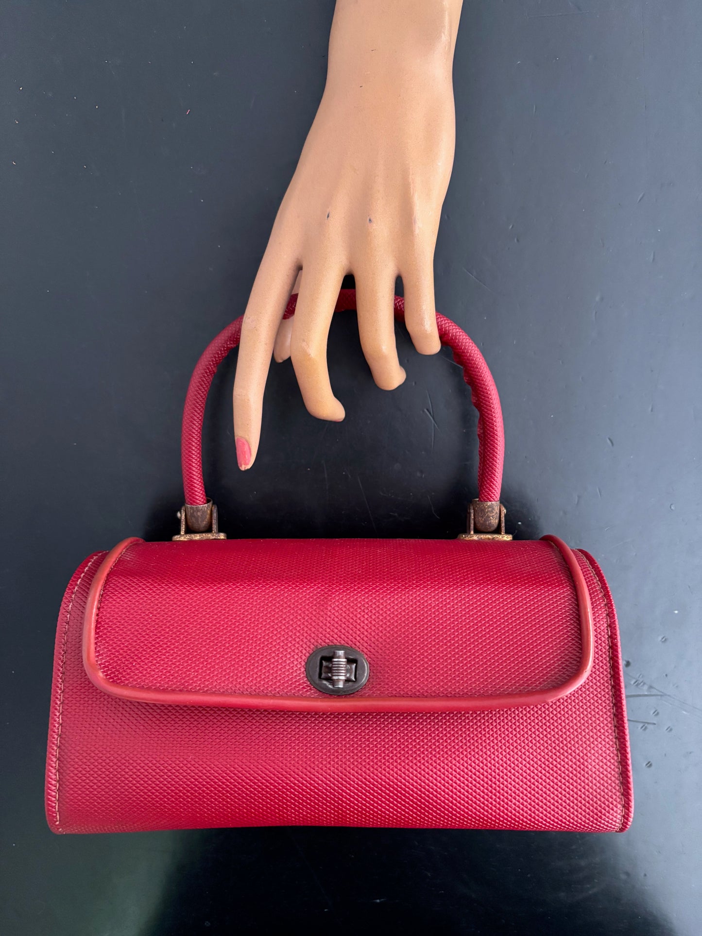 1950s Red Structured Plastic Handbag