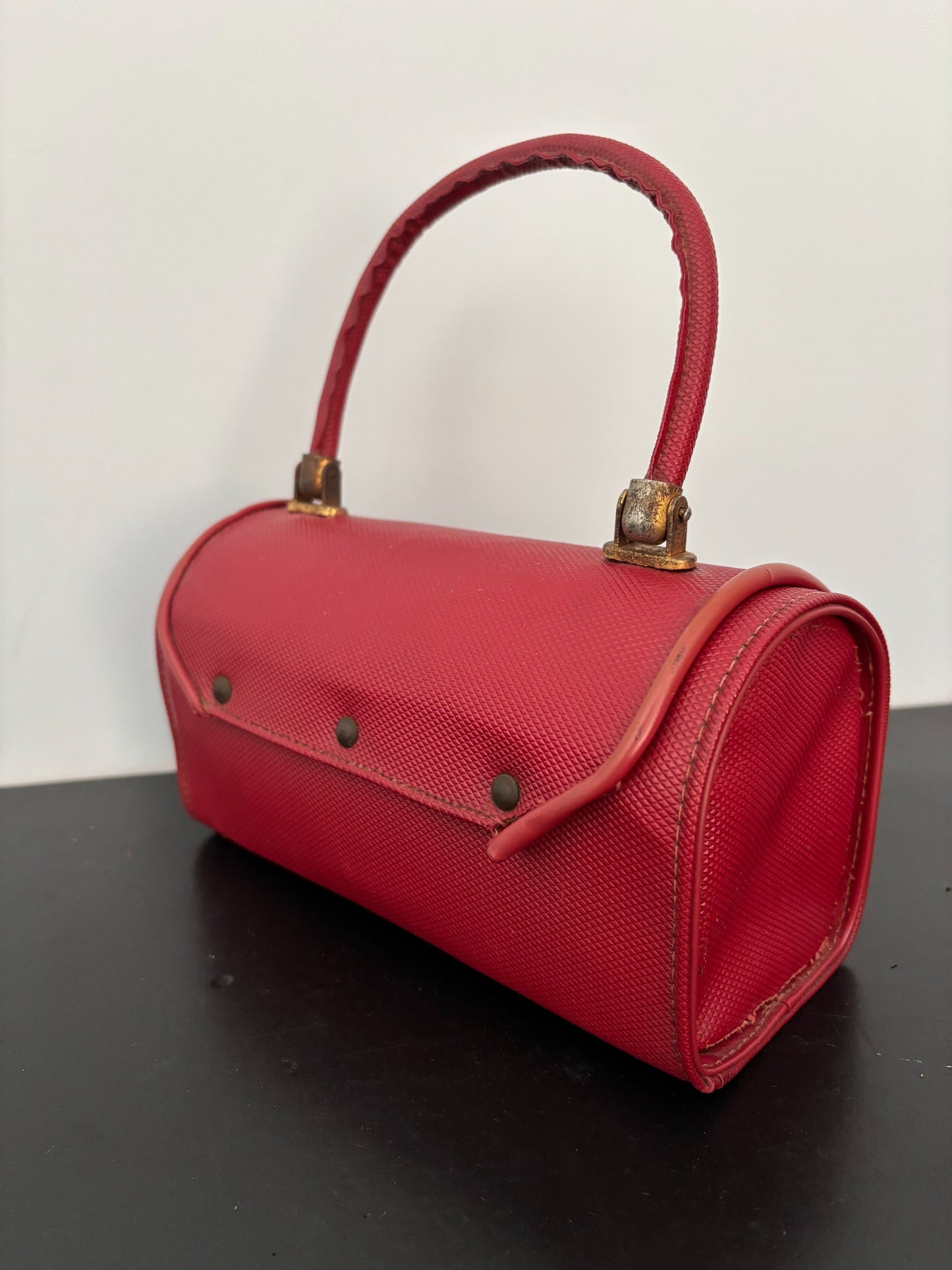 1950s Red Structured Plastic Handbag