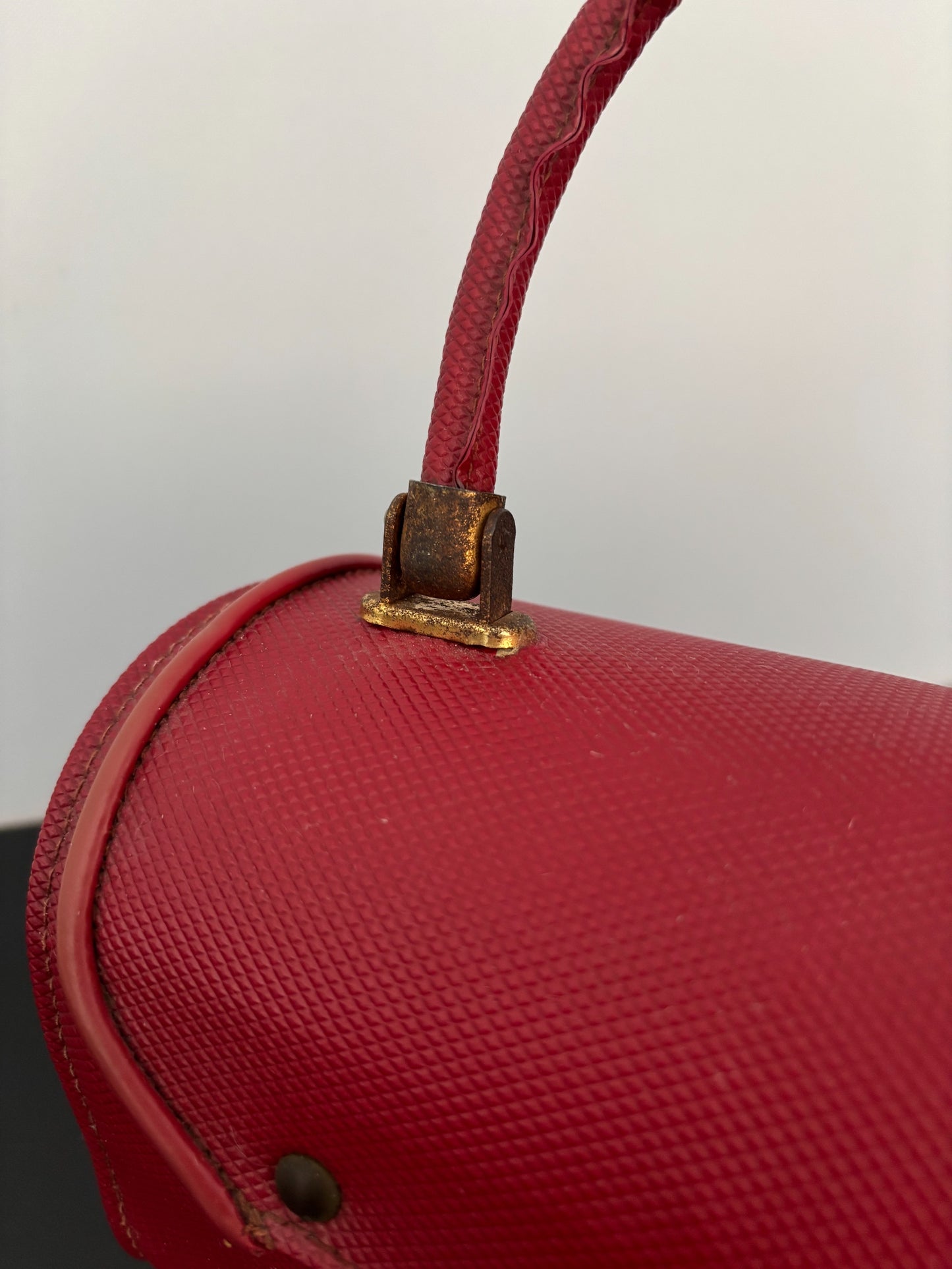 1950s Red Structured Plastic Handbag