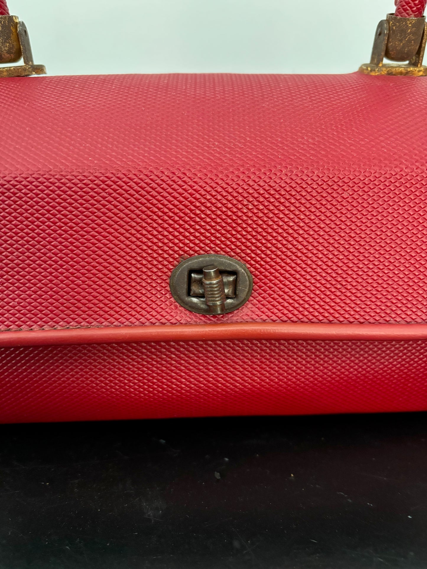 1950s Red Structured Plastic Handbag