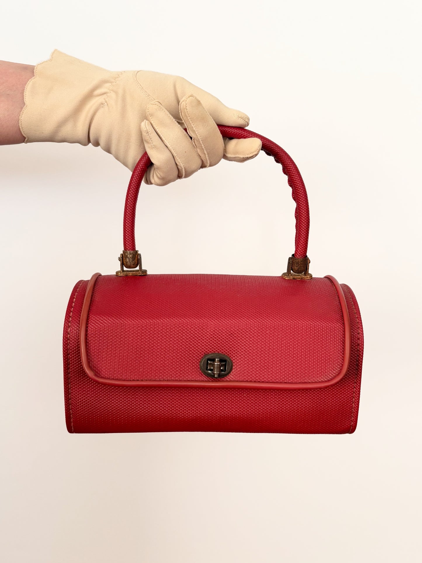 1950s Red Structured Plastic Handbag