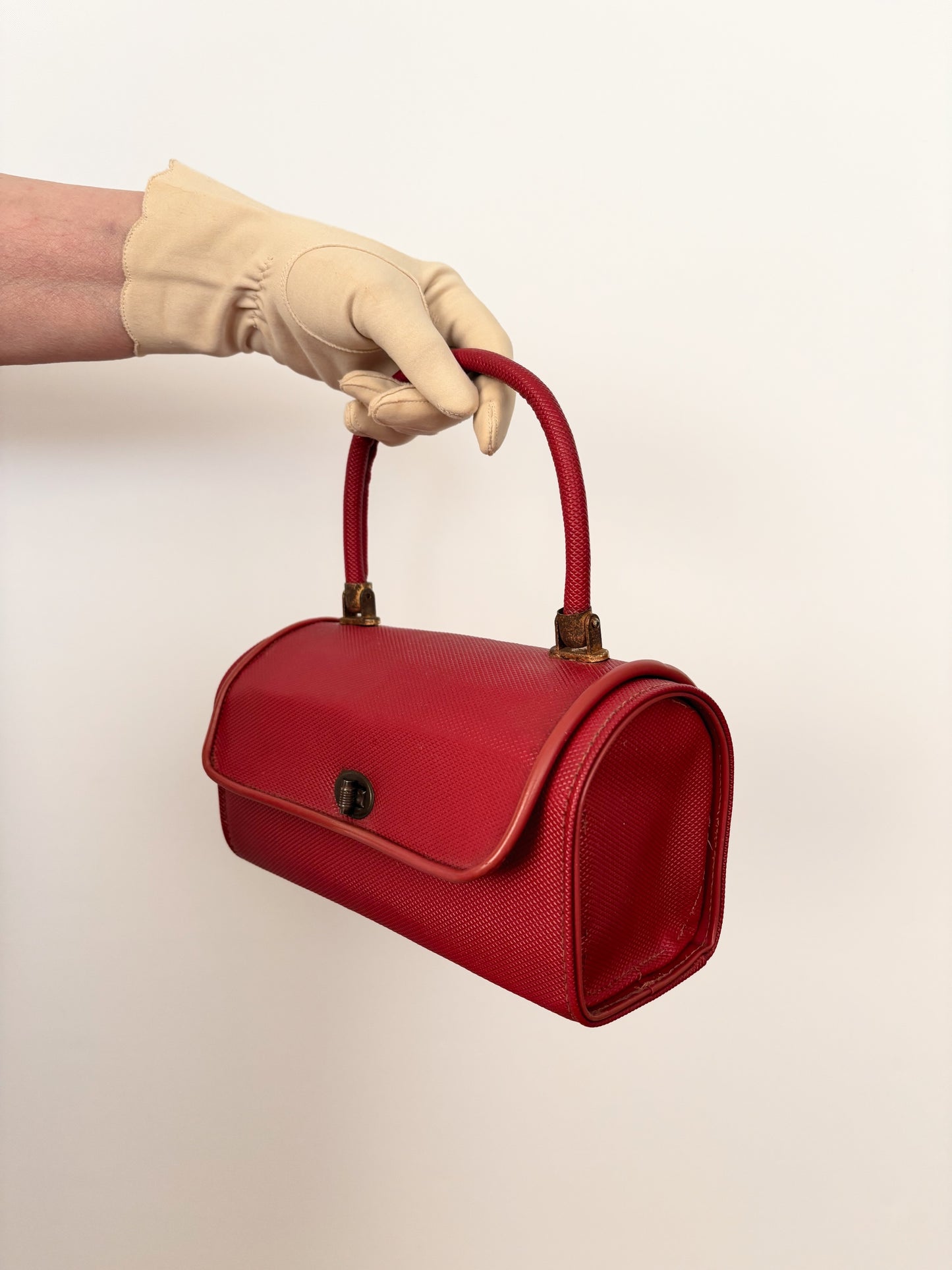 1950s Red Structured Plastic Handbag